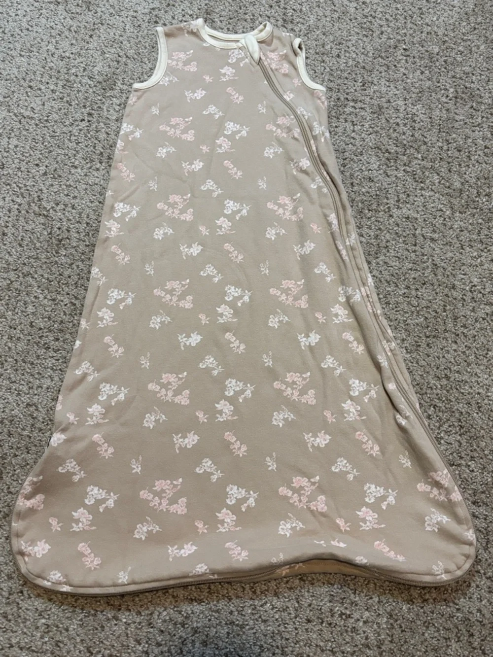 Burt’s Bees Baby Organic Cotton Tan Floral Sleep Sack Size 6-12 Months